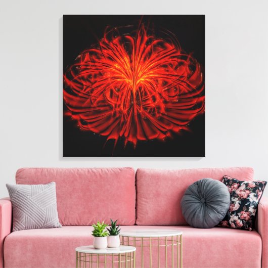 Dancing vuurwerk-rode muur kunst uitgerekt canvas (Insitu (Woonkamer))