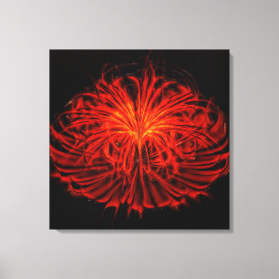 Dancing vuurwerk-rode muur kunst uitgerekt canvas