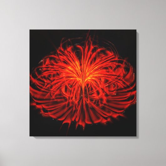 Dancing vuurwerk-rode muur kunst uitgerekt canvas afdruk (Voorkant)