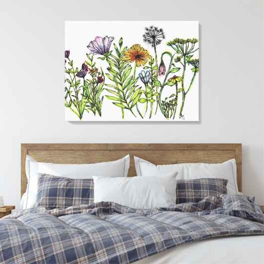 Dancing Wildflowers Canvas Afdruk (Insitu (Slaapkamer))