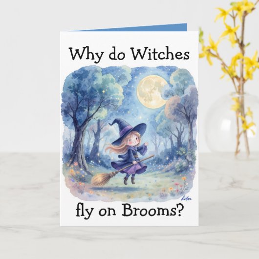 "Dancing Witch" Kindergrap Halloween Kaart (Gele Bloem)