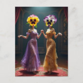 Dancing Women With Pansy Flower Heads  Briefkaart (Voorkant)