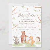Dancing Woodland Animals Baby shower Kaart (Voorkant)
