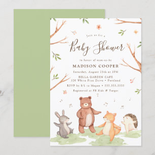 Dancing Woodland Animals Baby shower Kaart