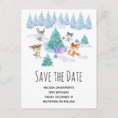 Dancing Woodland Animals Waterverf Save the Date Uitnodiging Briefkaart (Voorkant)
