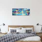DANCTIE EN MUZIEK IN DE NACHT, blauwe roze fuchsie Canvas Afdruk (Insitu (Slaapkamer))