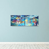 DANCTIE EN MUZIEK IN DE NACHT, blauwe roze fuchsie Canvas Afdruk (Insitu (Houten vloer))