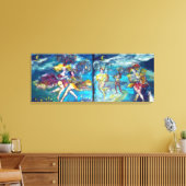 DANCTIE EN MUZIEK IN DE NACHT, blauwe roze fuchsie Canvas Afdruk (Insitu (Woonkamer))