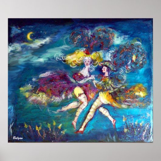 DANCTIE IN DE NACHT Carnival Dancers İn Moonlight Poster (Voorkant)