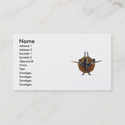 Dandayamana Dhanurasana  2010 as business card Visitekaartje (Voorkant)