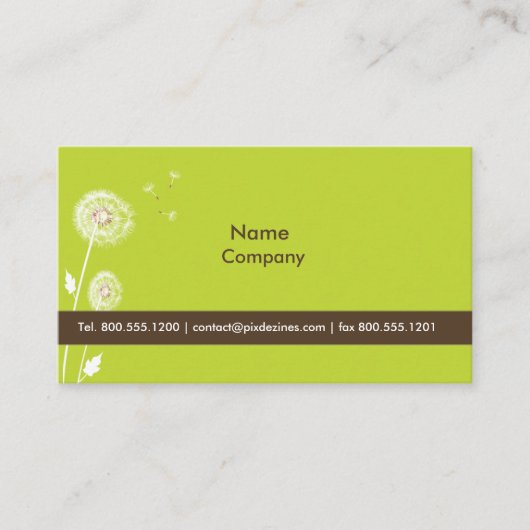 DANDELIES/DIY-kleur/mos groene donkere chocolade Visitekaartje (Voorkant)