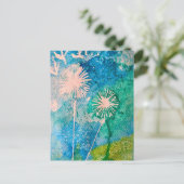 Dandelion abstracte waterverf geschilderd briefkaart (Staand voorkant)