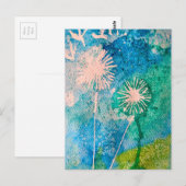 Dandelion abstracte waterverf geschilderd briefkaart (Voorkant / Achterkant)