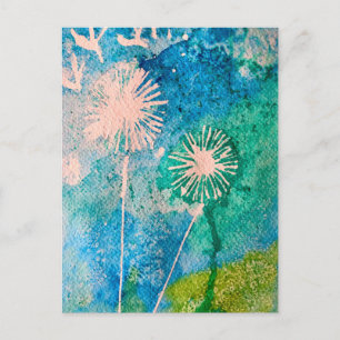 Dandelion abstracte waterverf geschilderd briefkaart