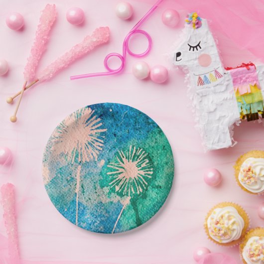 Dandelion abstracte waterverf geschilderd papieren bordje (Feest)
