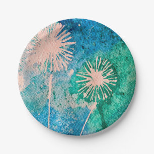 Dandelion abstracte waterverf geschilderd papieren bordje