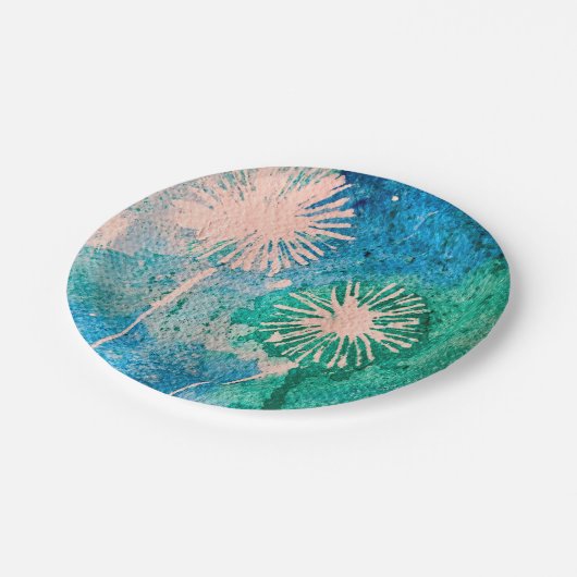 Dandelion abstracte waterverf geschilderd papieren bordje (Gekanteld)