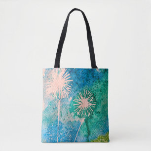 Dandelion abstracte waterverf geschilderd tote bag