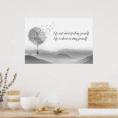 Dandelion Air Ballon Gray Mountains Mystical Poster (Keuken)