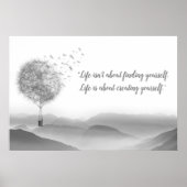 Dandelion Air Ballon Gray Mountains Mystical Poster (Voorkant)