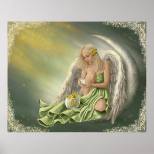 Dandelion Angel Moon Poster