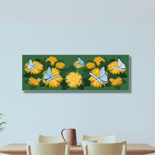 Dandelion Bed & Butterflies Geel & Groen Poster