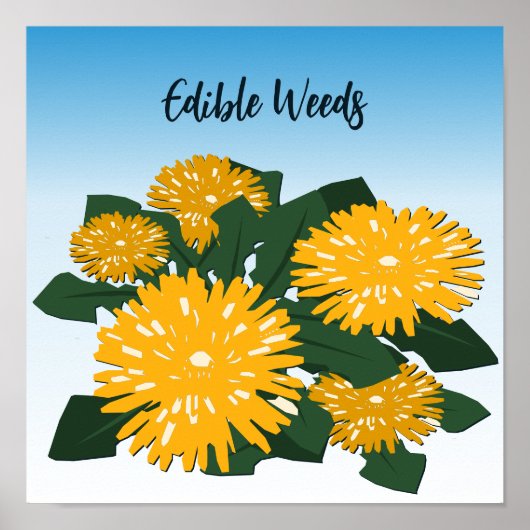 Dandelion Bed Eetable Weeds Yellow Poster (Voorkant)
