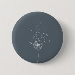Dandelion bemoedigend design grijs ronde button 5,7 cm