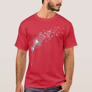 Dandelion Birds Flowers Lover make a Wish Dandelio T-shirt