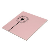 Dandelion Black Floral Tegeltje (Zijkant)