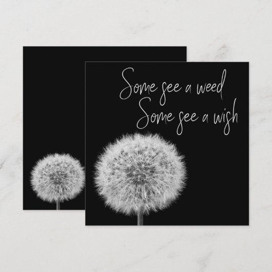 Dandelion Black White closeup foto inspirerend (Voorkant / Achterkant)