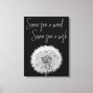 Dandelion Black White closeup foto motivatie Canvas Afdruk