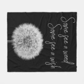 Dandelion Black White closeup foto motivatie Fleece Deken (Voorkant (Horizontaal))