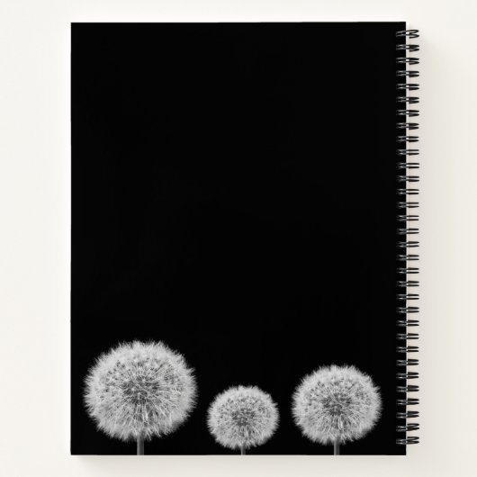 Dandelion Black White closeup foto motivatie Notitieboek (Achterkant)