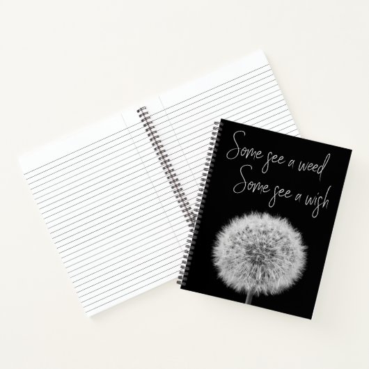 Dandelion Black White closeup foto motivatie Notitieboek (Binnen)