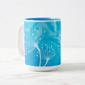 Dandelion, blauw, positief citaat wordt vandaag ve tweekleurige koffiemok (Voorkant links)