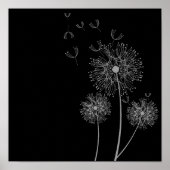Dandelion bloem zwart-witte kunst poster (Voorkant)