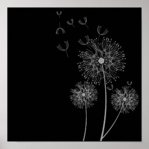 Dandelion bloem zwart-witte kunst poster