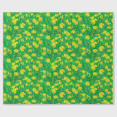 Dandelion Bloom Summer Flowers Floral Green Yellow Cadeaupapier (Vlak)