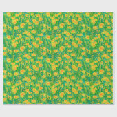 Dandelion Bloom Summer Flowers Floral Green Yellow Cadeaupapier (Vlak)