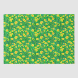 Dandelion Bloom Summer Flowers Floral Green Yellow Tissuepapier