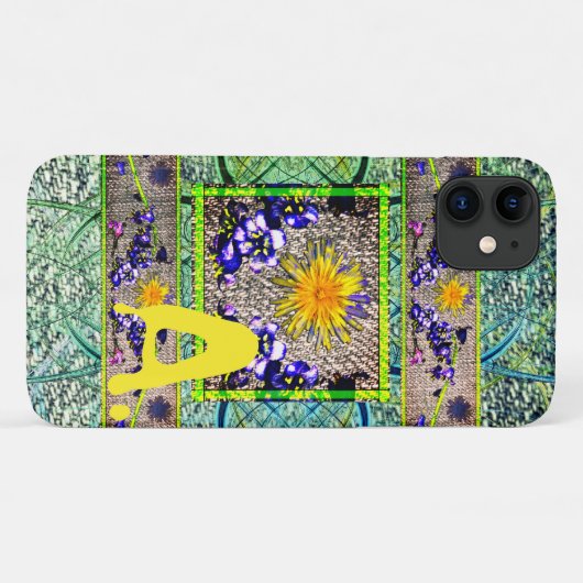 Dandelion Bluebell Denim Spring Monogram Telefoon Case-Mate iPhone Case (Achterkant (horizontaal))
