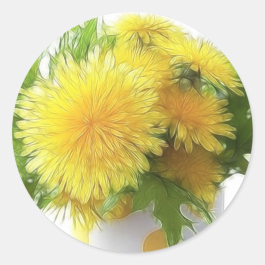 Dandelion Bouquet Ronde Sticker (Voorkant)