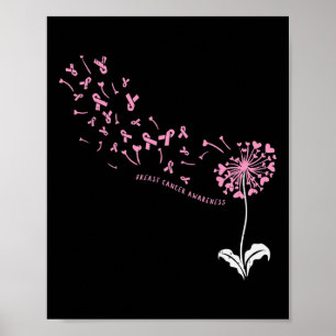 Dandelion Breast Cancer Awareness Roze RIbbon Supp Poster