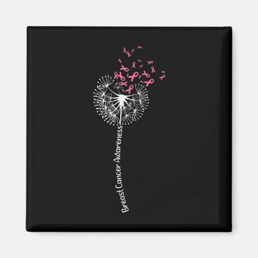 Dandelion Breast Cancer Awareness Warrior Pink Rib Magneet (Voorkant)