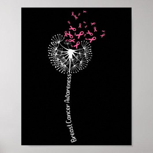 Dandelion Breast Cancer Awareness Warrior Pink Rib Poster (Voorkant)