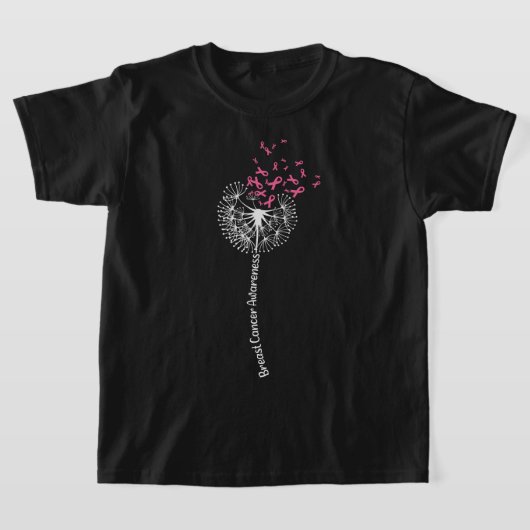 Dandelion Breast Cancer Awareness Warrior Pink Rib T-shirt (Laagn)