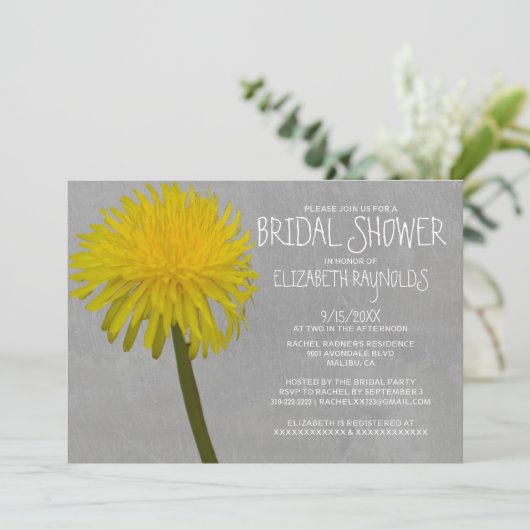 Dandelion Bridal Shower Invitations Kaart (Staand voorkant)