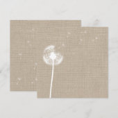 Dandelion Burlap Blank Invitation Kaart (Voorkant / Achterkant)
