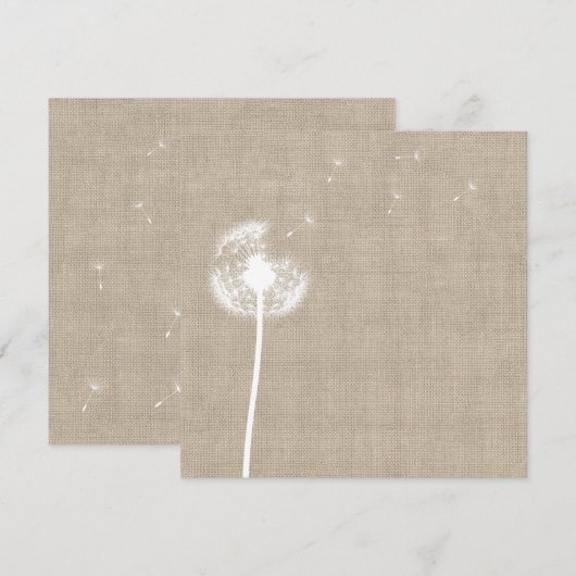 Dandelion Burlap Blank Invitation Kaart (Voorkant / Achterkant)